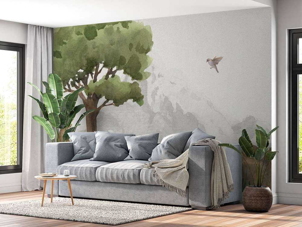 Skogsdyr nær et fjell