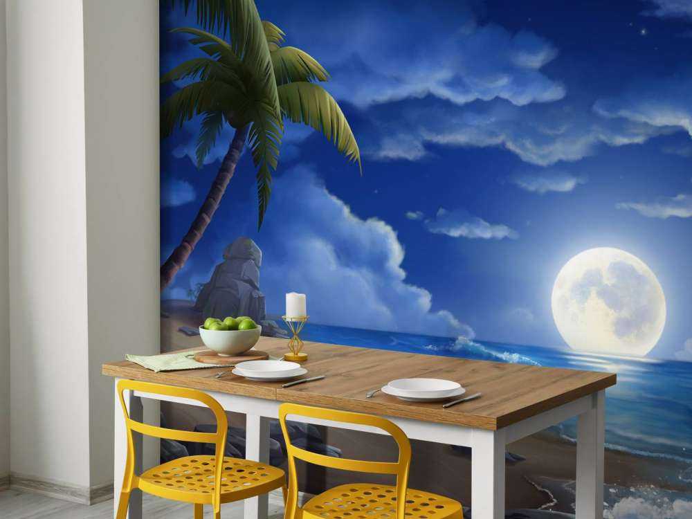 Vakker strand om natten