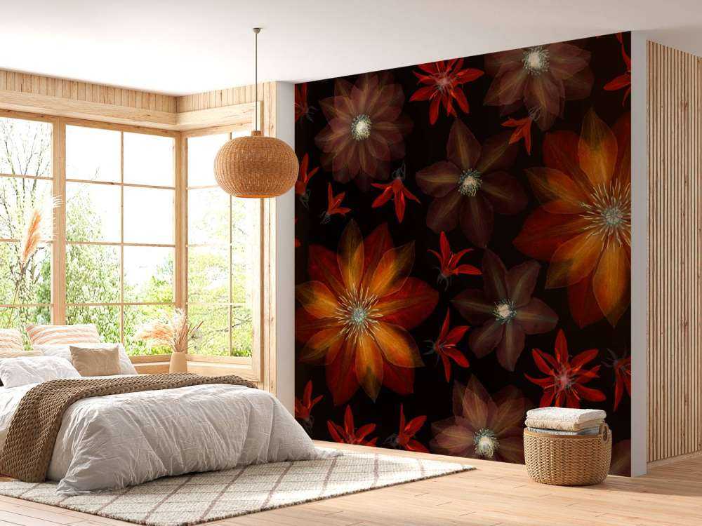 Røde klematisblomster