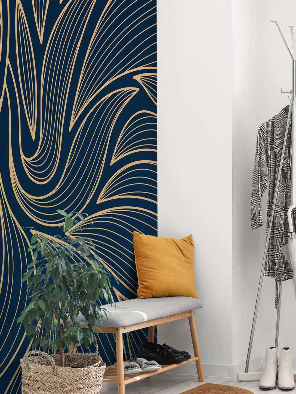 Art deco blomster blå