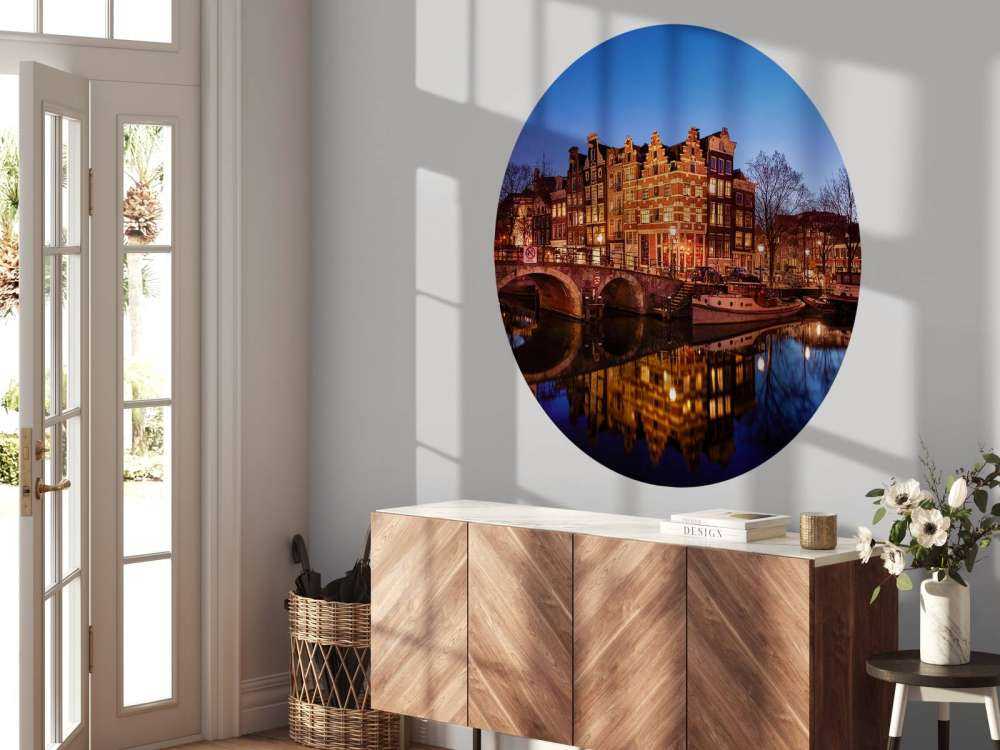 Opplyste hus langs kanalene