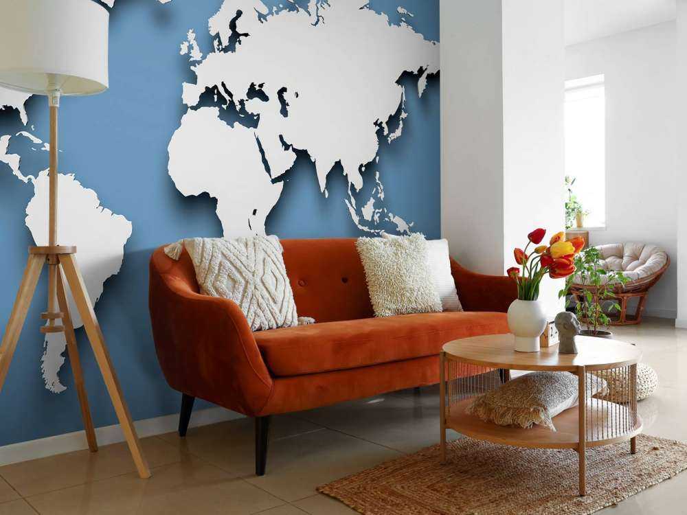 3D verdenskart blått