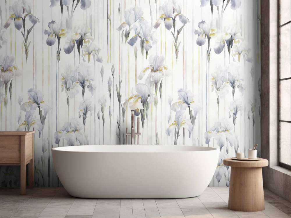 Iris og striper sømløs grå