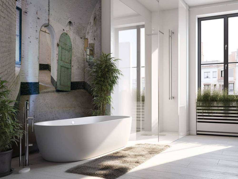 Grønn dør i gammel bygning