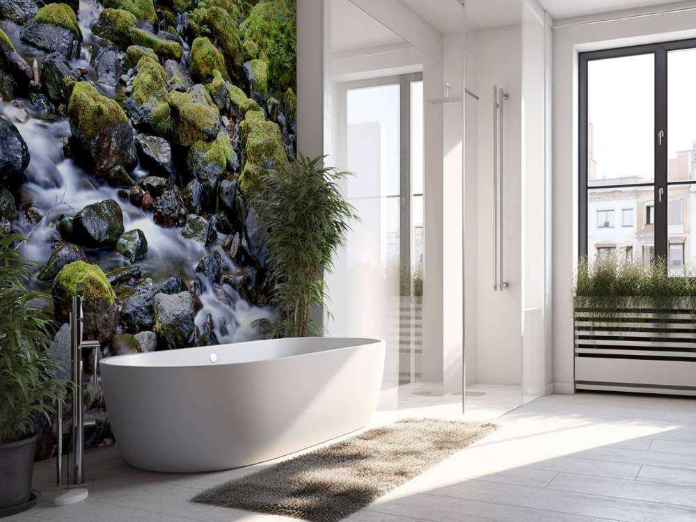 Rennende vann med steiner