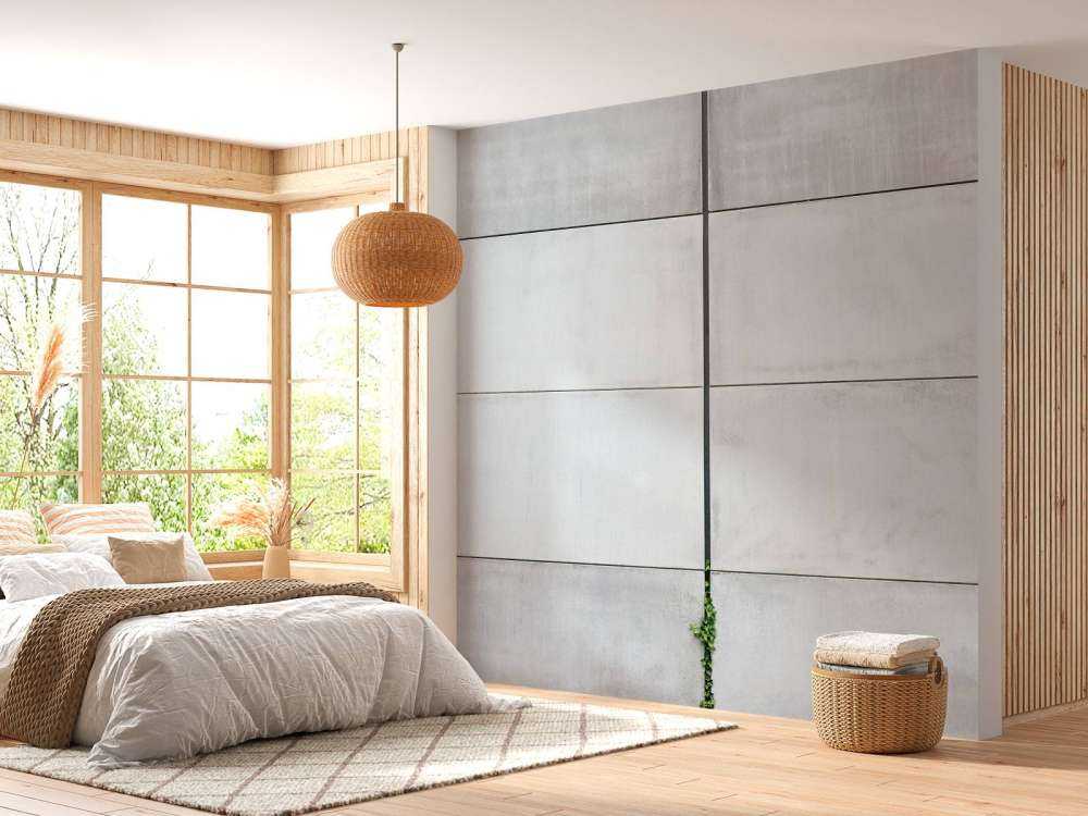 Vegg av betongplater