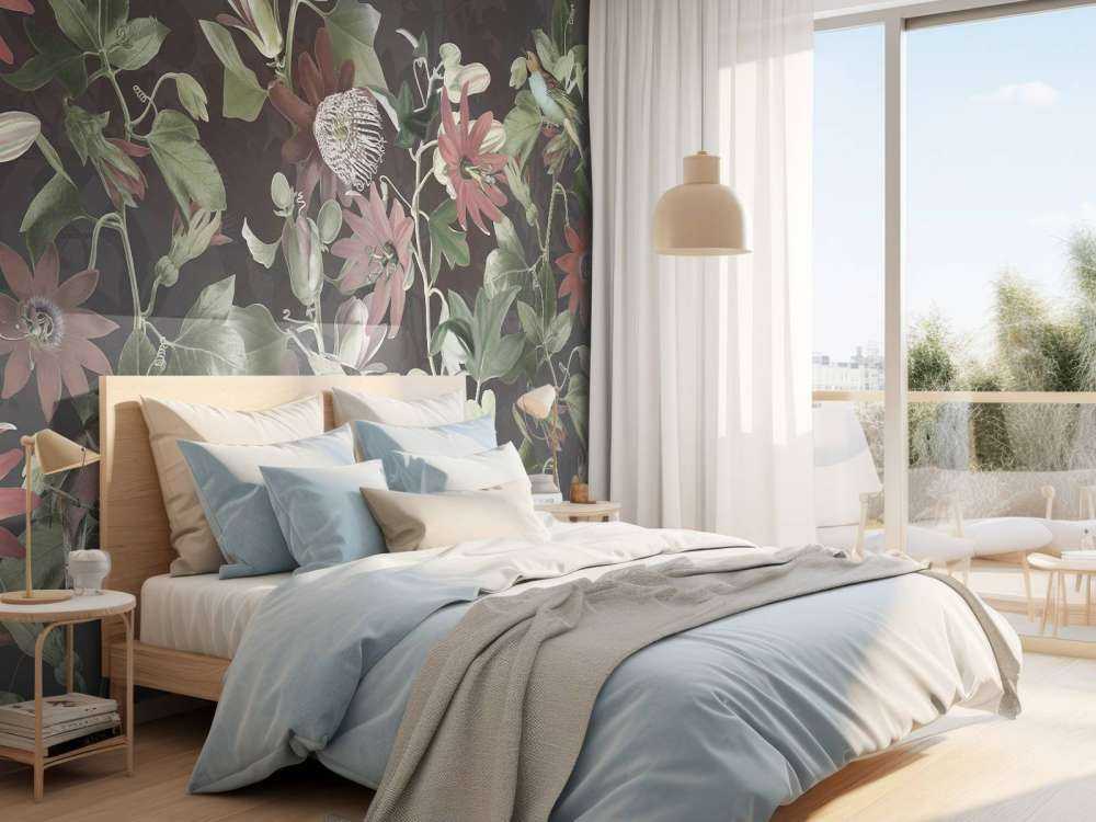 Sju fåglar i förtrollad lövverk - Midnatt blomma