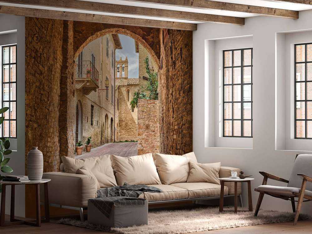 Genomskinlig gränd med valv