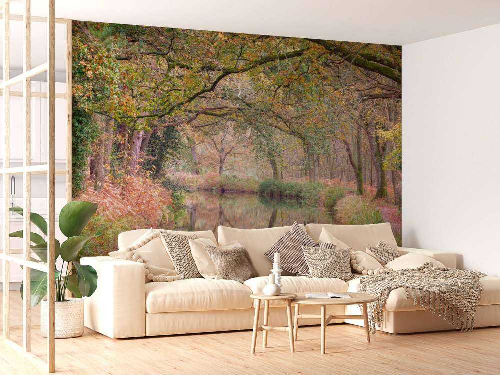 Täckt färgglad skog