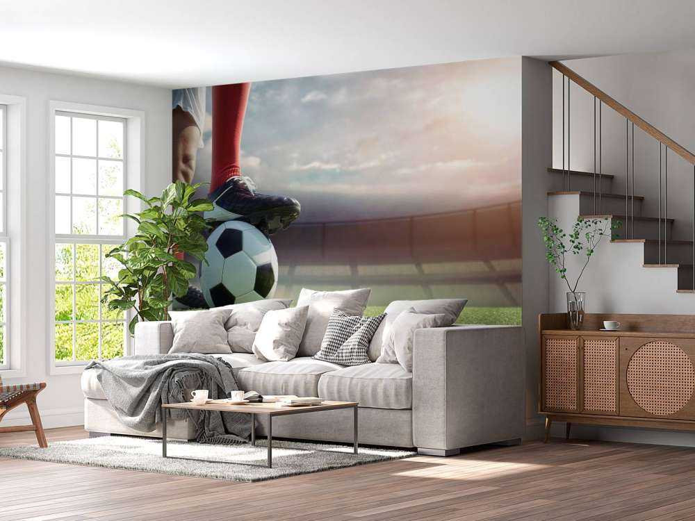 stadion med fotbollsspelare