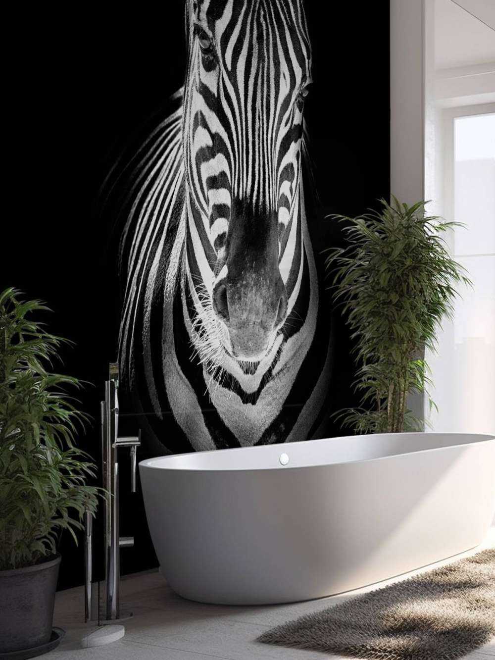 Närbild av zebra svart och vit