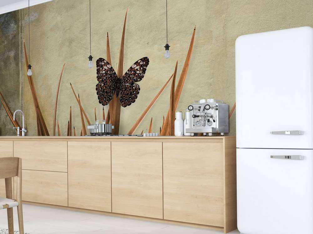 Fjäril vid gammal vägg