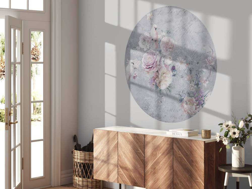 Papegojor bland blommor