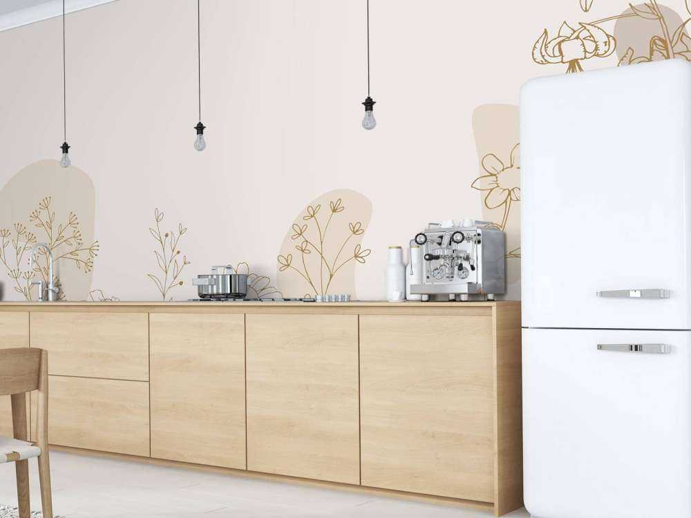 Blomsterfält högt beige och naturfärger