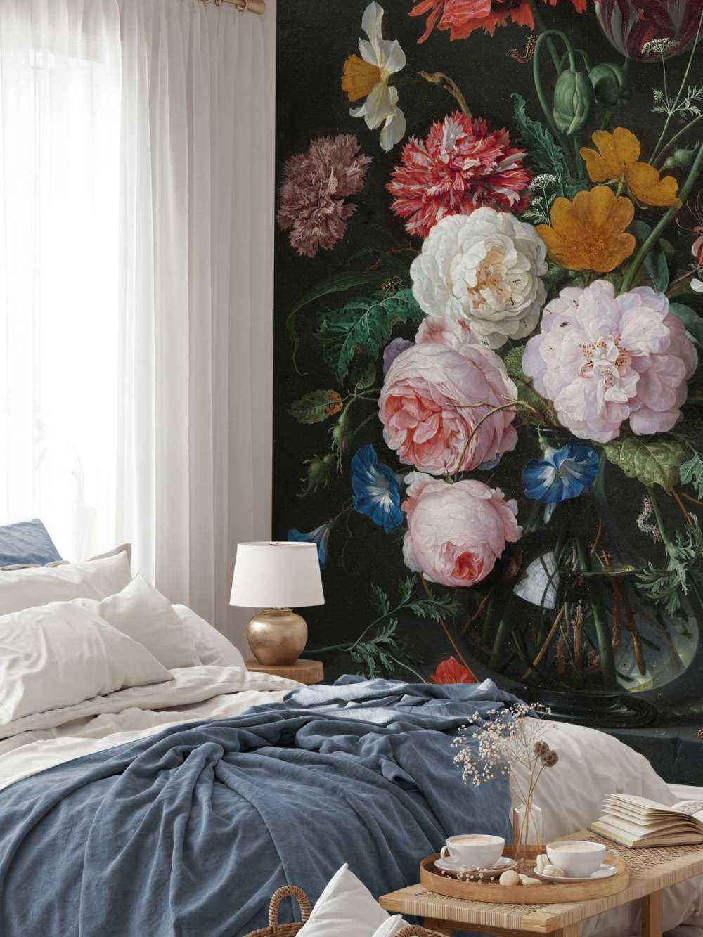 Stadig liv med blomster i en glasvase