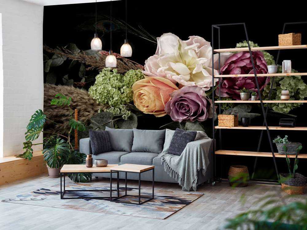 Påfugle fjer blomsterbuket