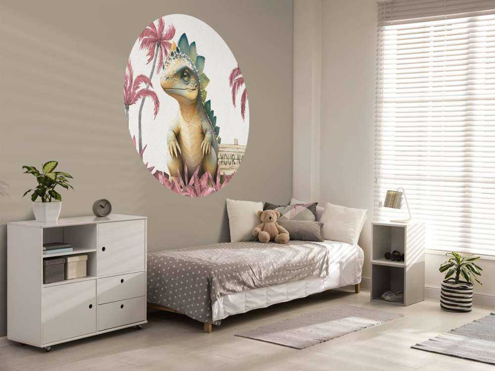 Baby stegosaurus i den rosa junglen