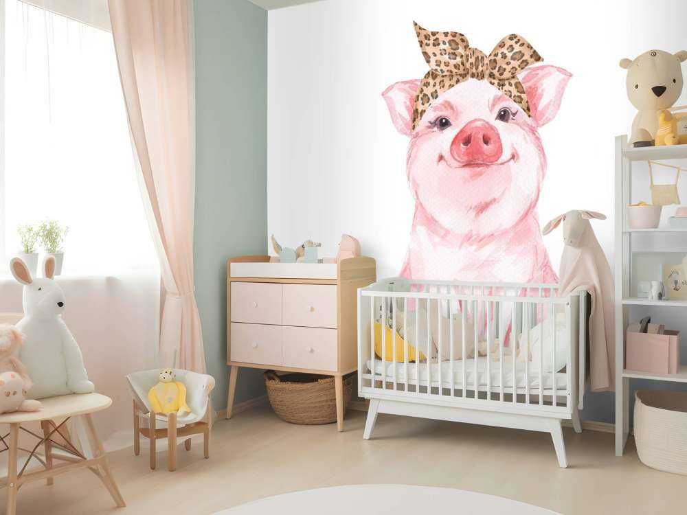Sjovt lille gris med en bandana