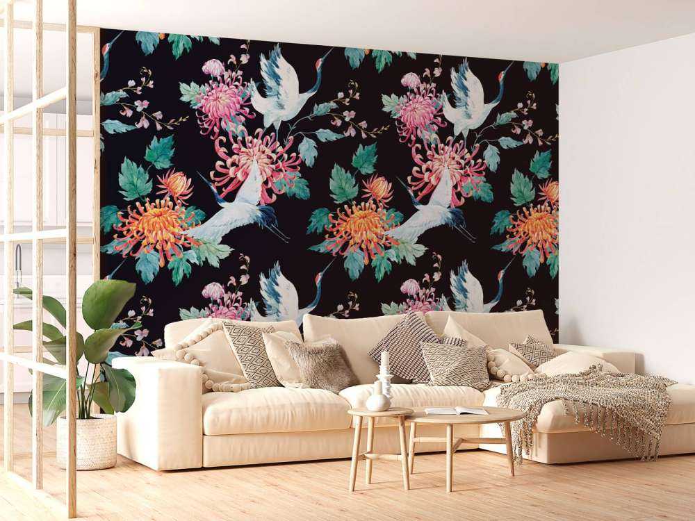 Waterverf kraanvogels