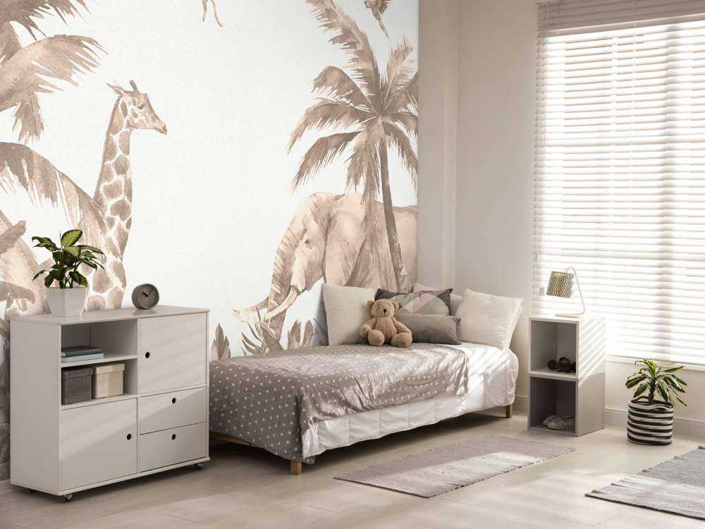 Forskellige jungledyr i taupe