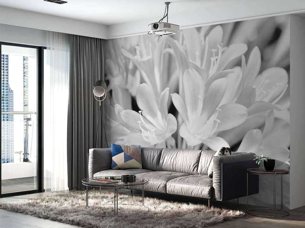Blomster i blomst, sort og hvid