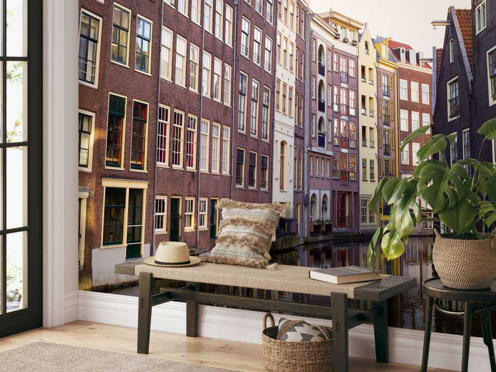 Amsterdam huser på kanalen