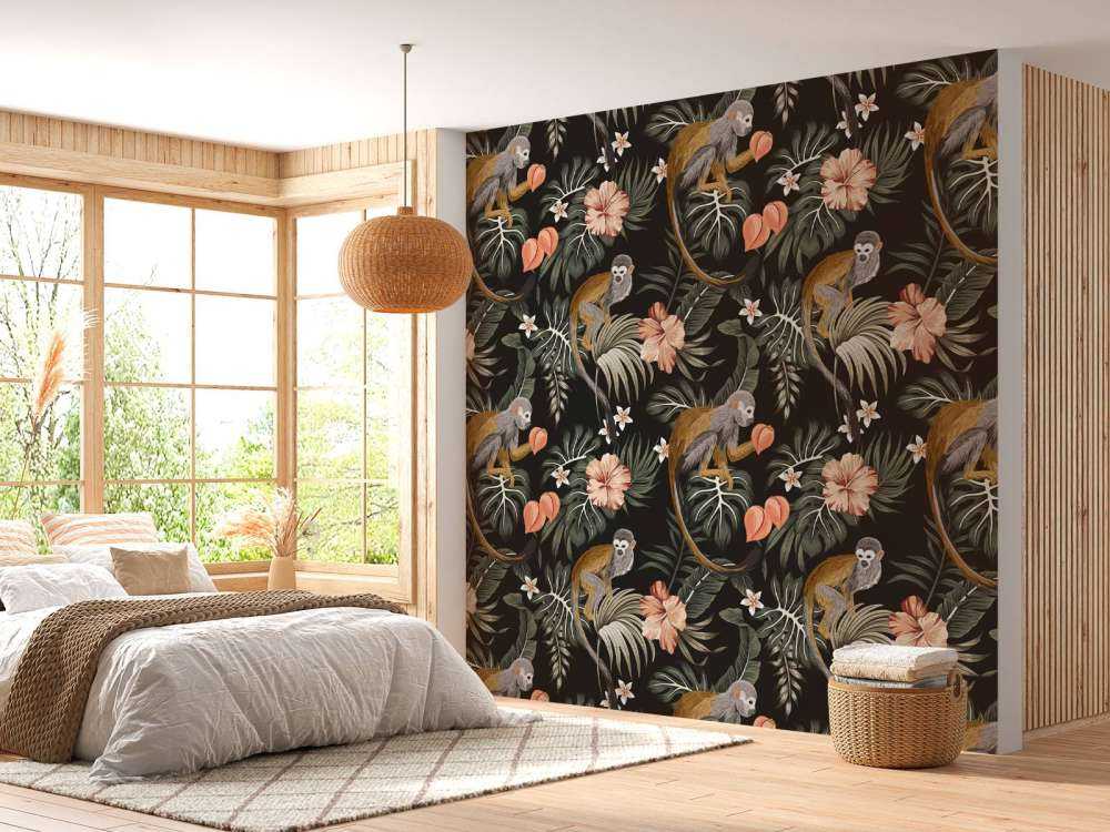 Tropiske blade med aber