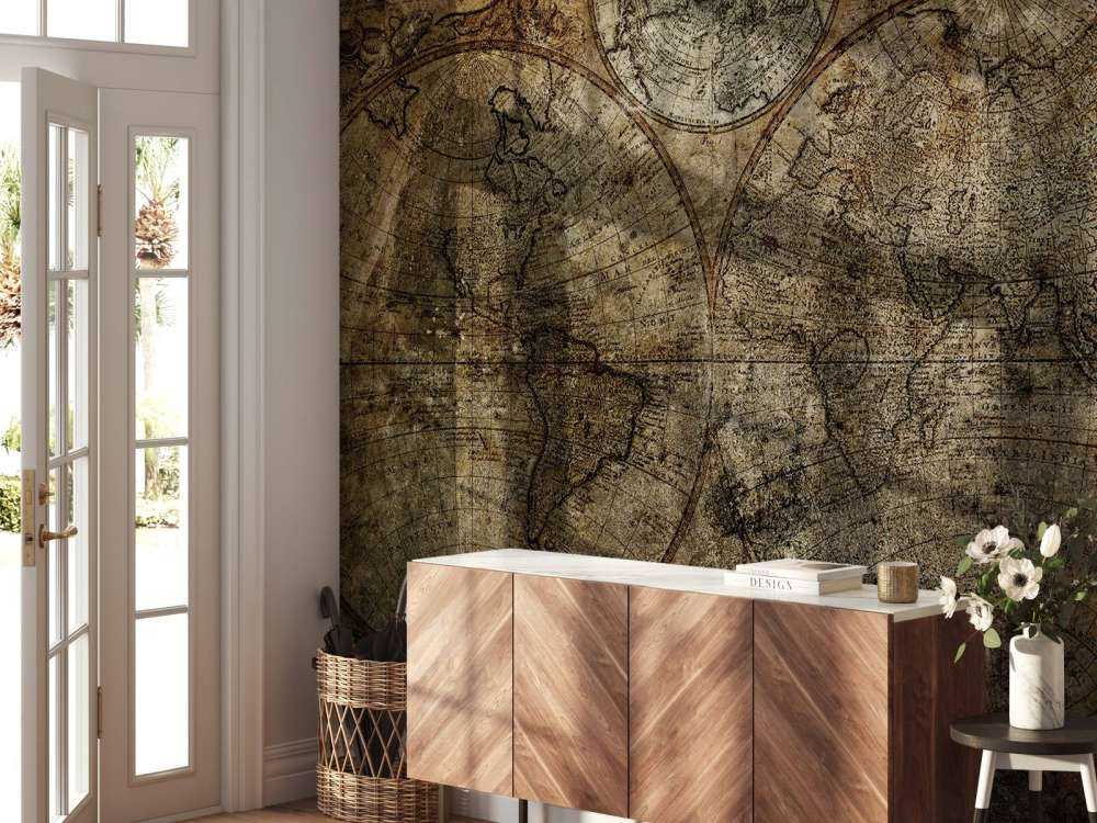 Gammelt brændt verdenskort