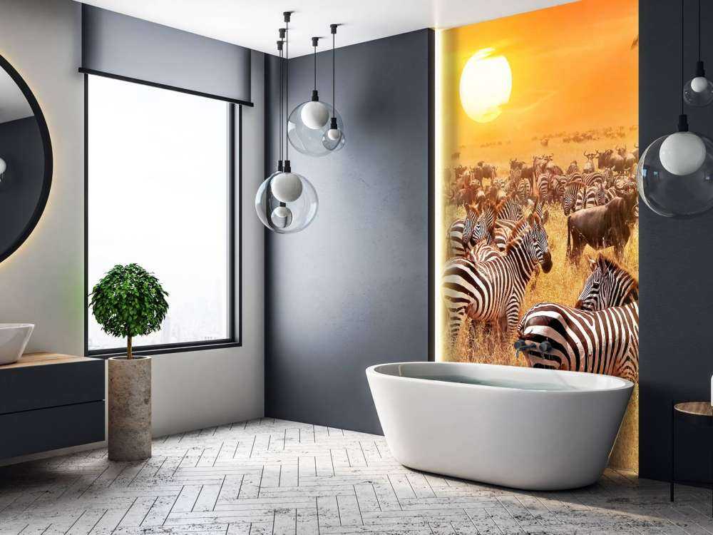 Savanna sol med zebraer