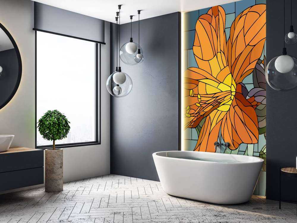 Farverig orange blomst