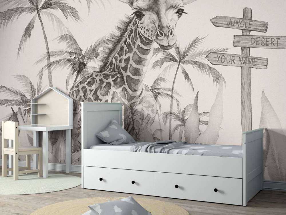 Baby-giraf i junglen beige