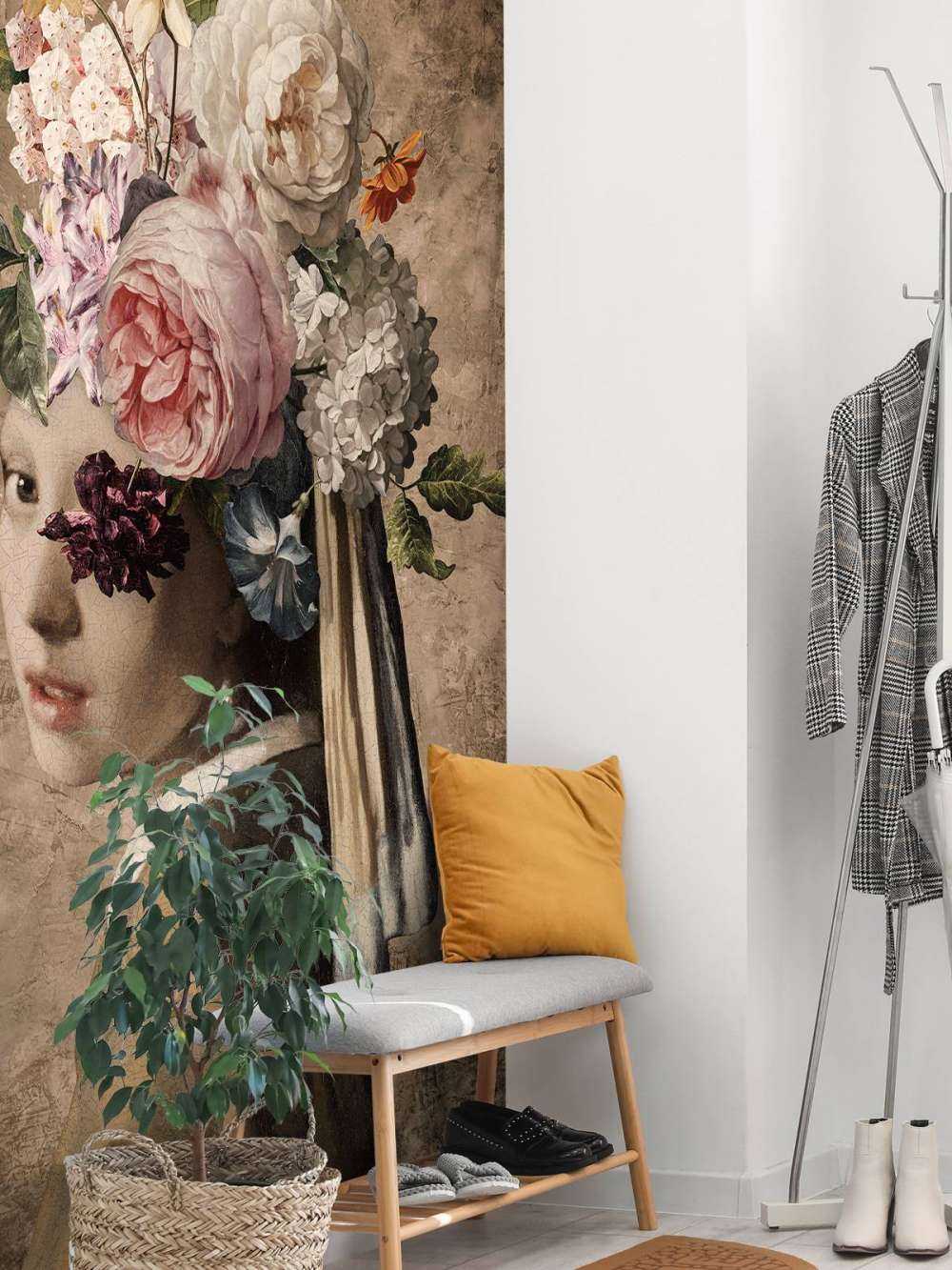 Pige med perleørering - blomsterdesign