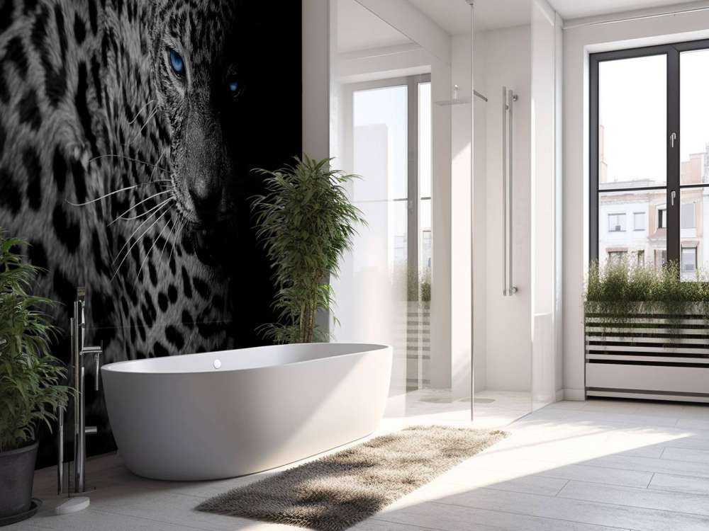 Leopard på svart tapet