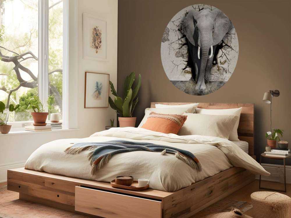 3D elefant fra veggen
