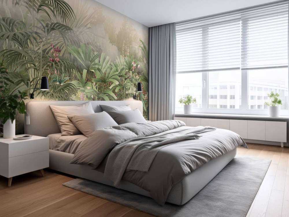 Morgen i den tropiske hagen grønn