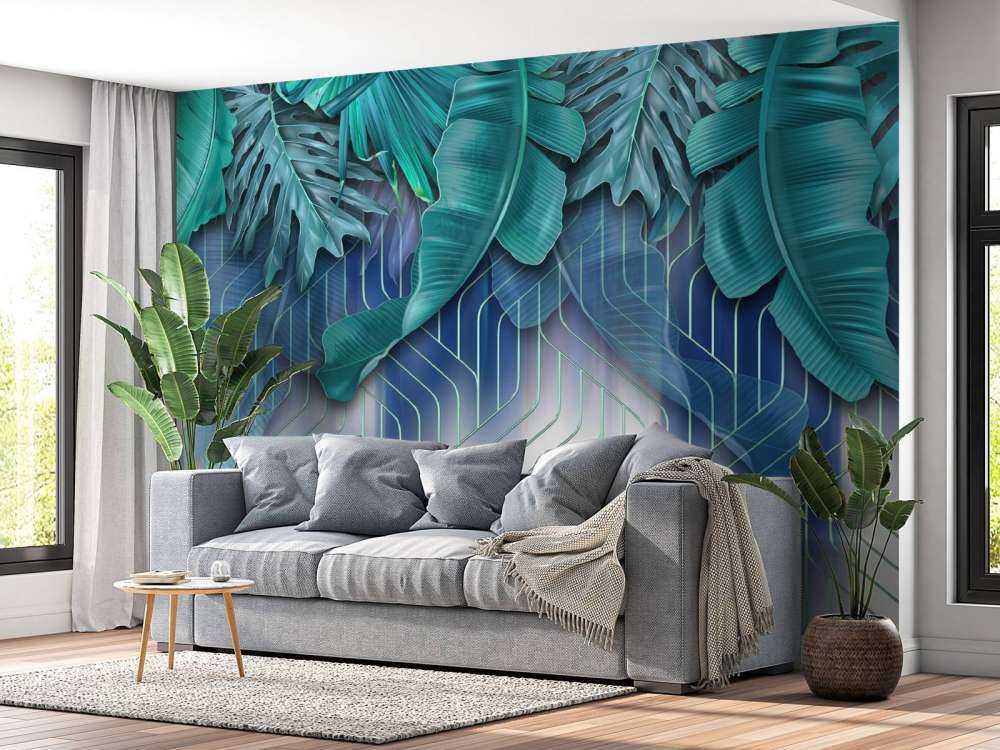 Grønne blader og grafiske grønne linjer virker