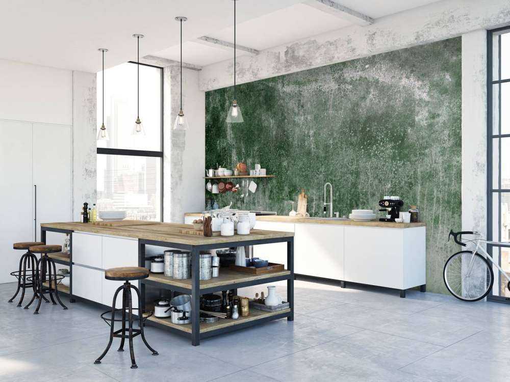 Gammel forvitret grønn vegg