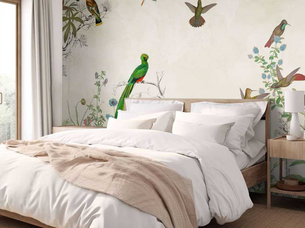 Felt av fargerike fugler