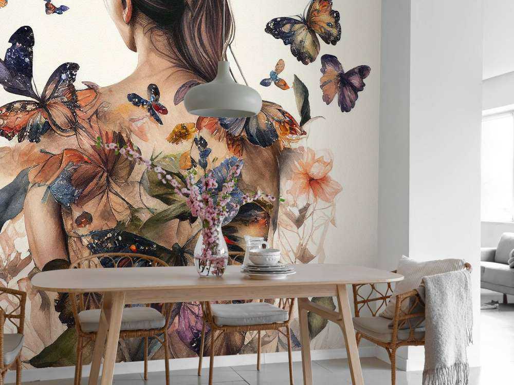 Watercolor Butterfly Woman Body #4