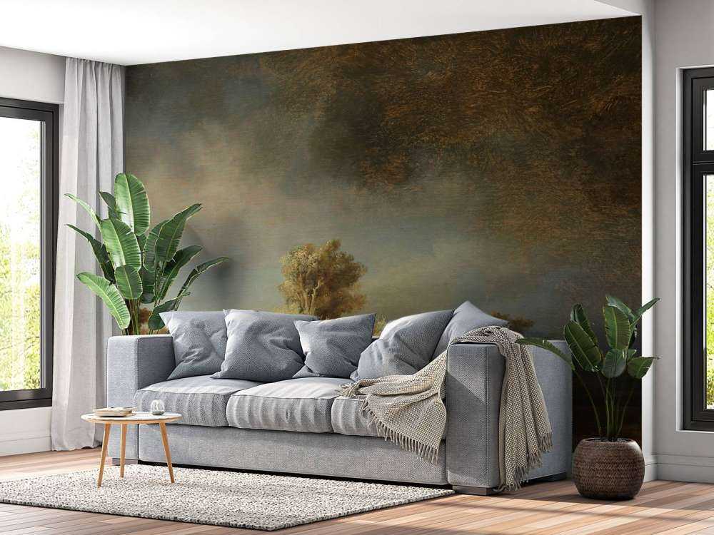 landskapp med steinbro