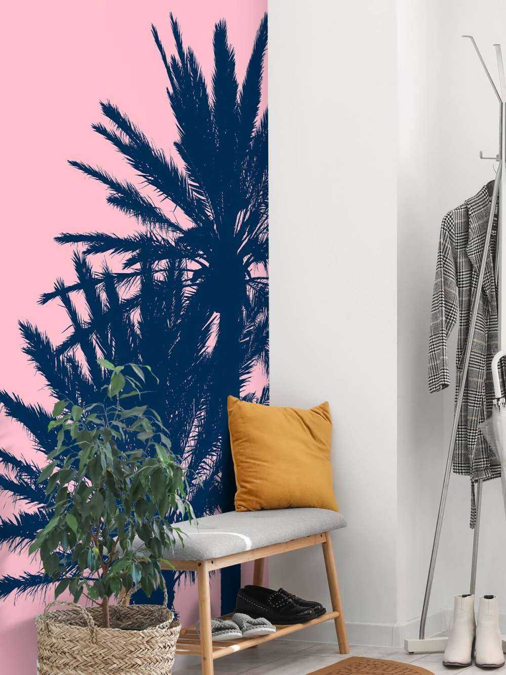 Palmer med rosa bakgrunn