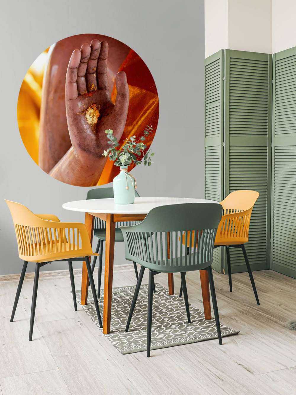 Palme med gullplakett Tempelkompleks Bangkok (Thailand)