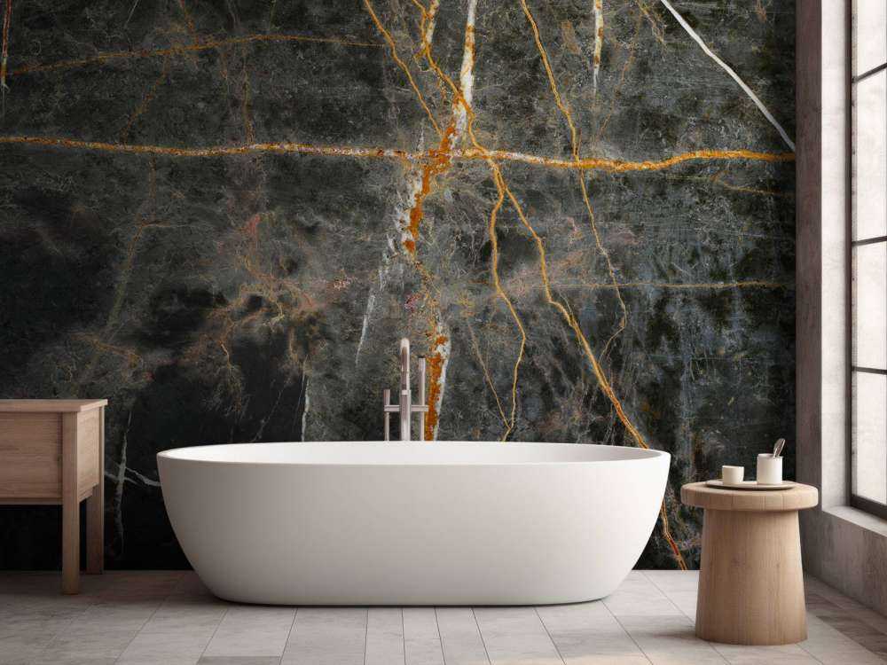 Mørk marmor med kobbertoner