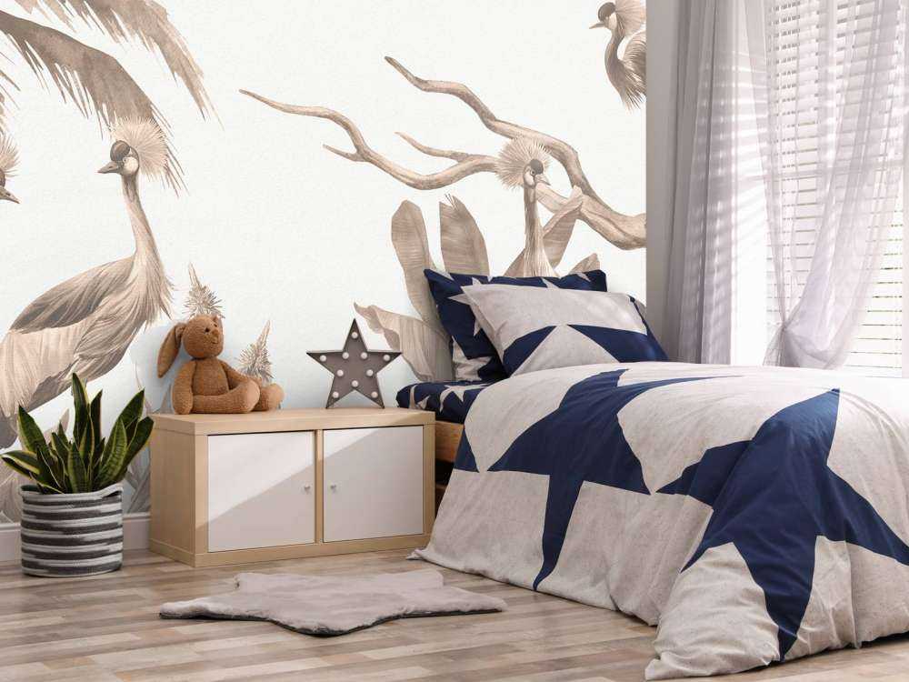 Jungel med kraner i taupe