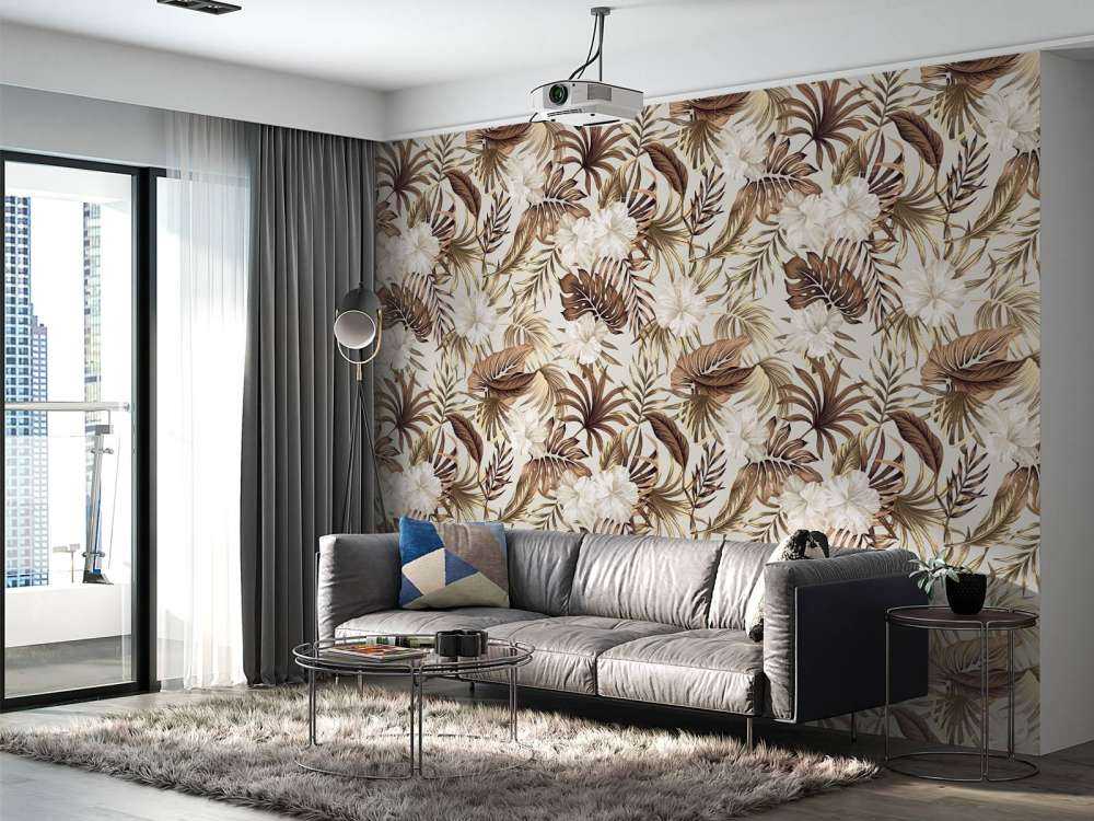 Tropiske blomster, beige