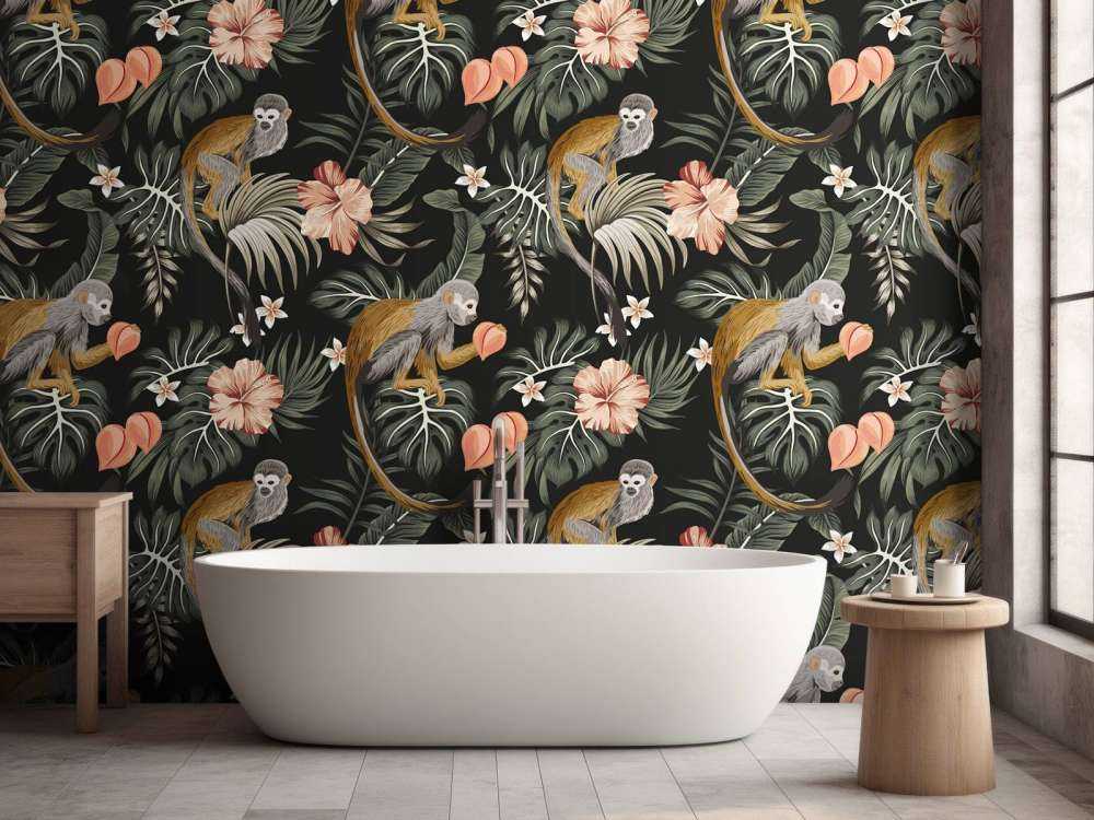 Tropiske blader med aper