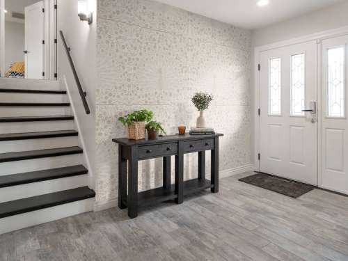 Klassisk elegant påfugldamaskmønster - taupe