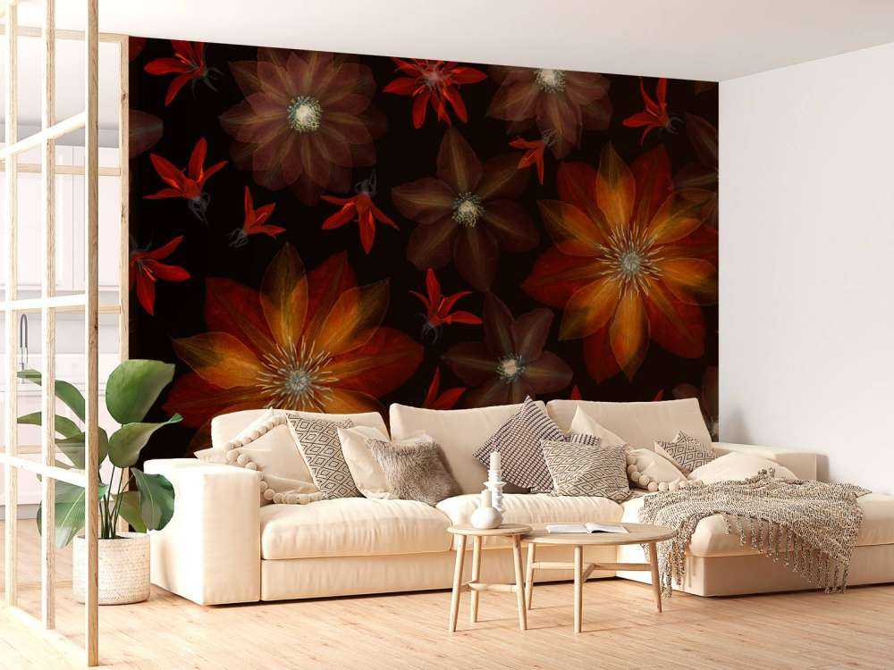 Røde klematisblomster