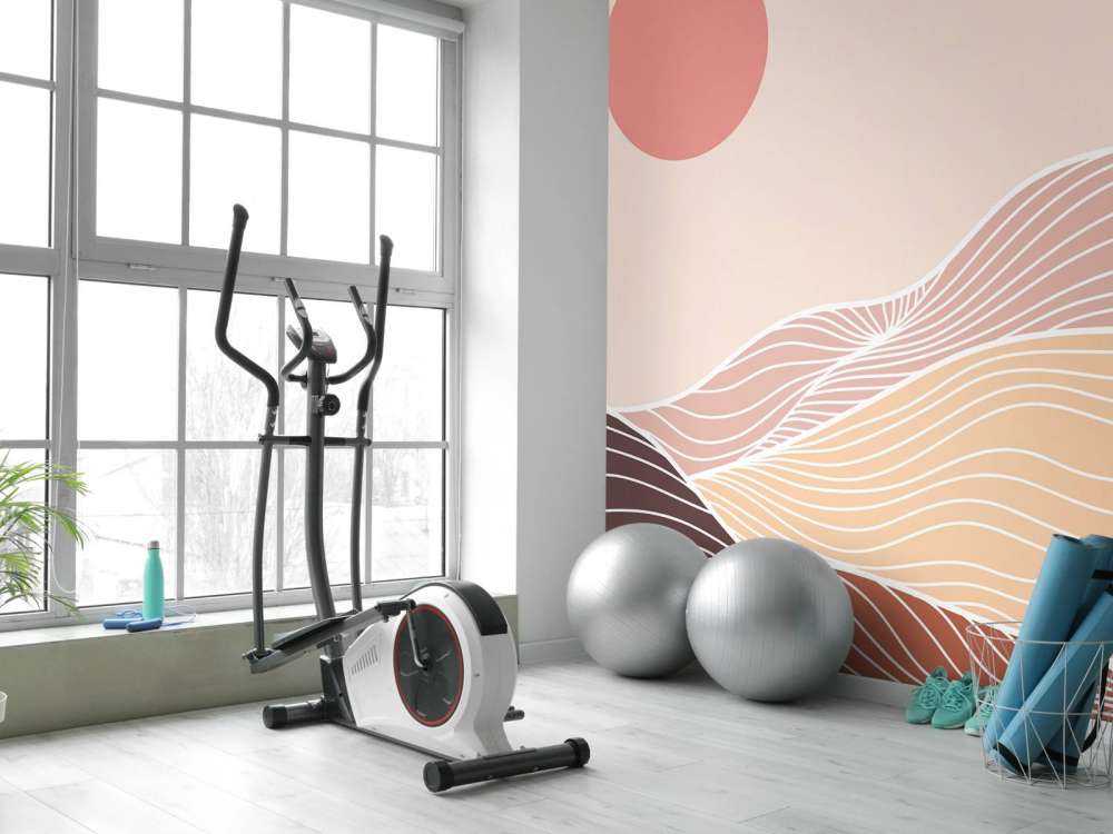 Lineart fjell med solen