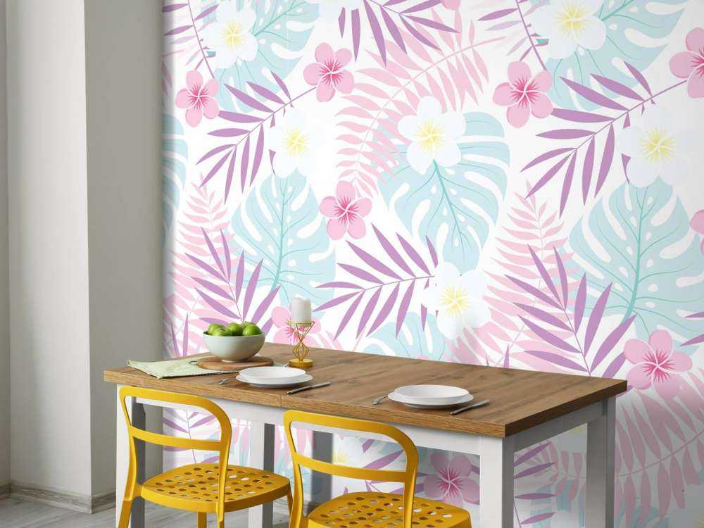 Pastellblomster og blader